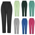 thumbnail image 1 of Kctiaxy Black Women's Yoga Scrub Pants e Lastic Waist Straight Leg Nursing Uniform Pants Solid Color Causal Loose Stretch Scrubs Long Pants with Pockets, 1 of 5