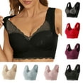thumbnail image 1 of Summer Deal! Kctiaxy Red Plus Size Bras for Women No Underwire Push Up Full Coverage Bra Lace Racerback Solid Strap Wrap Everyday Bra, 1 of 7