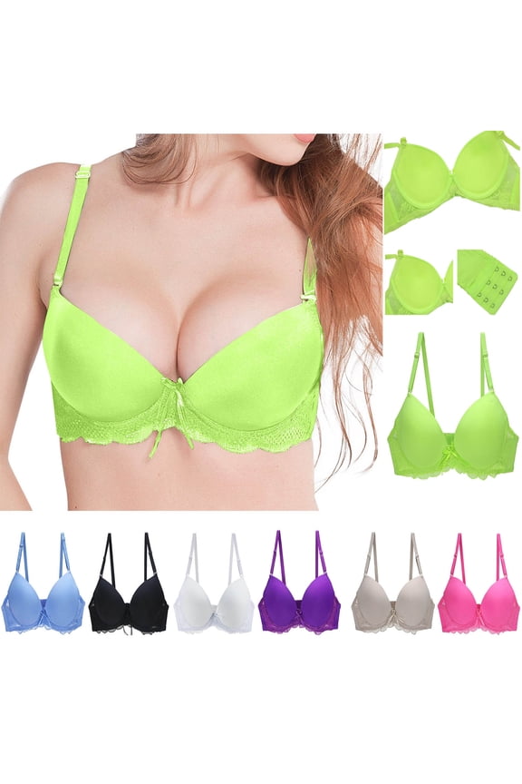 Summer Deal! Kctiaxy White Sports Bras for Women Seamless Lace Bra Push Up Wireless Sports Bra Solid Color Comfortable and Breathable Bralettes Underwear Bras