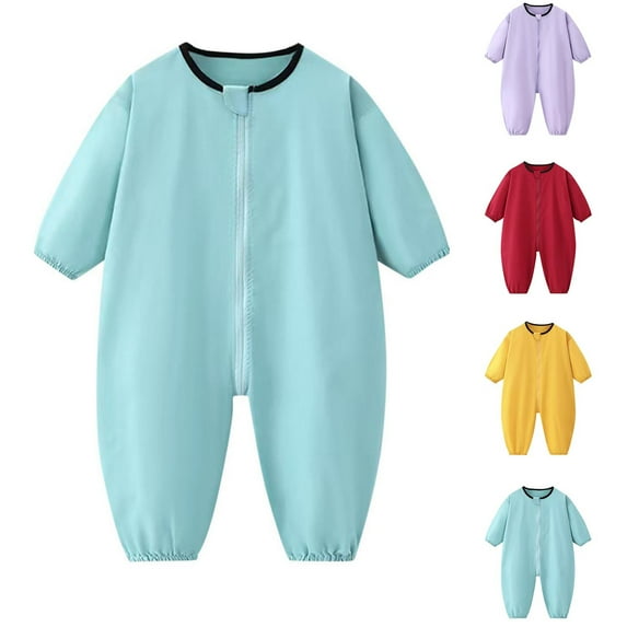 Kctiaxy Yellow Toddler Baby Romper Long Sleeve Cre W Neck Jumpsuit Solid Color Cute Onesie Outfits Indoor and Outdoor Anti-Dirty Clothes Fall Winter Trendy 0-4 Years