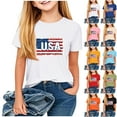 thumbnail image 1 of Umbreon Toddler Girls Boys 4th of July Shirt Cre W Neck Short Sleeve T-Shirts Patriotic Independence Day Flag Print Tee Tops, 1 of 8