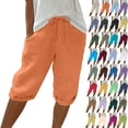 thumbnail image 1 of Summer Deal Womens Shorts Trendy 2025 Shorts Solid Color Casual Capris Up to 65% off!, 1 of 6