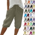 thumbnail image 1 of Summer Deal Womens Shorts Trendy 2025 Shorts Solid Color Casual Capris Up to 65% off!, 1 of 7