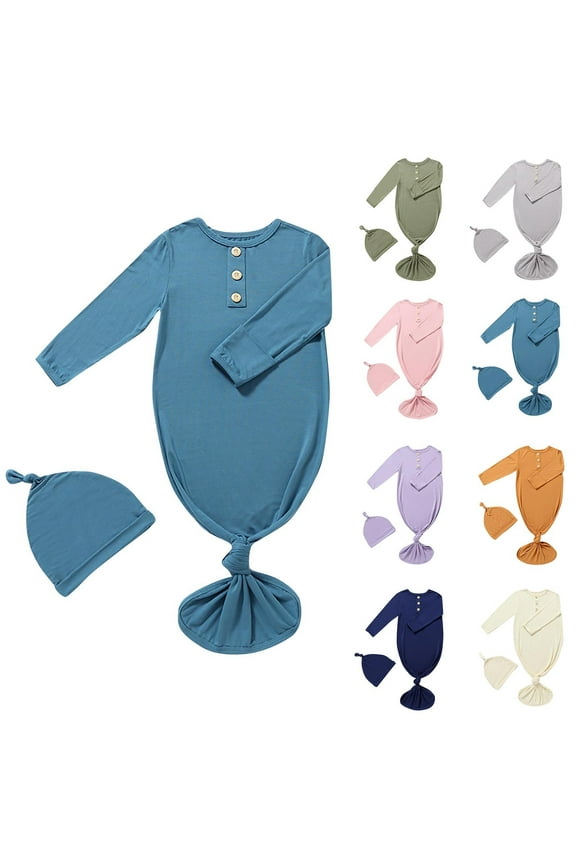 Summer Deal! Umbreon Long Sleeve Baby Romper Boy Girl Crew Neck Solid Color Sleeping Sack Thin Lightweight Warm Fall Winter Outfit with Hat