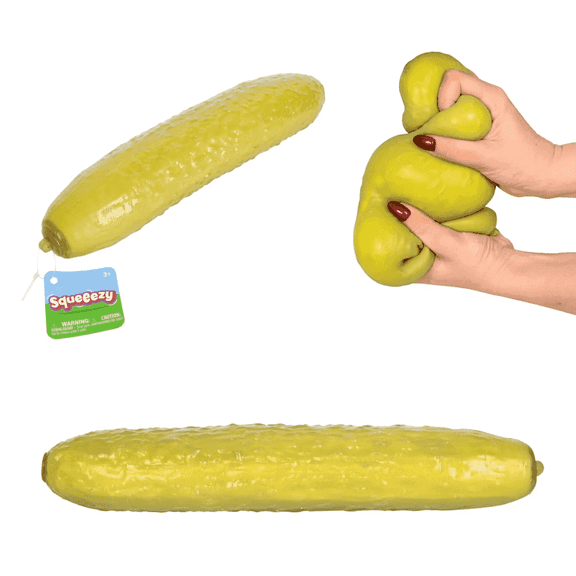 Summer Deals! 11" Pickle Squishy Toys, Fruit Squeeze Party Favors, Fun Gag Gift & Desk Accessory