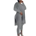 thumbnail image 1 of Summer Deals 2 Piece Outfits for Women Plus Size Solid V Neck Long Sleeve Side Split Loose Tops Straight Leg Pants Casual Outfits(Medium,Gray A), 1 of 3