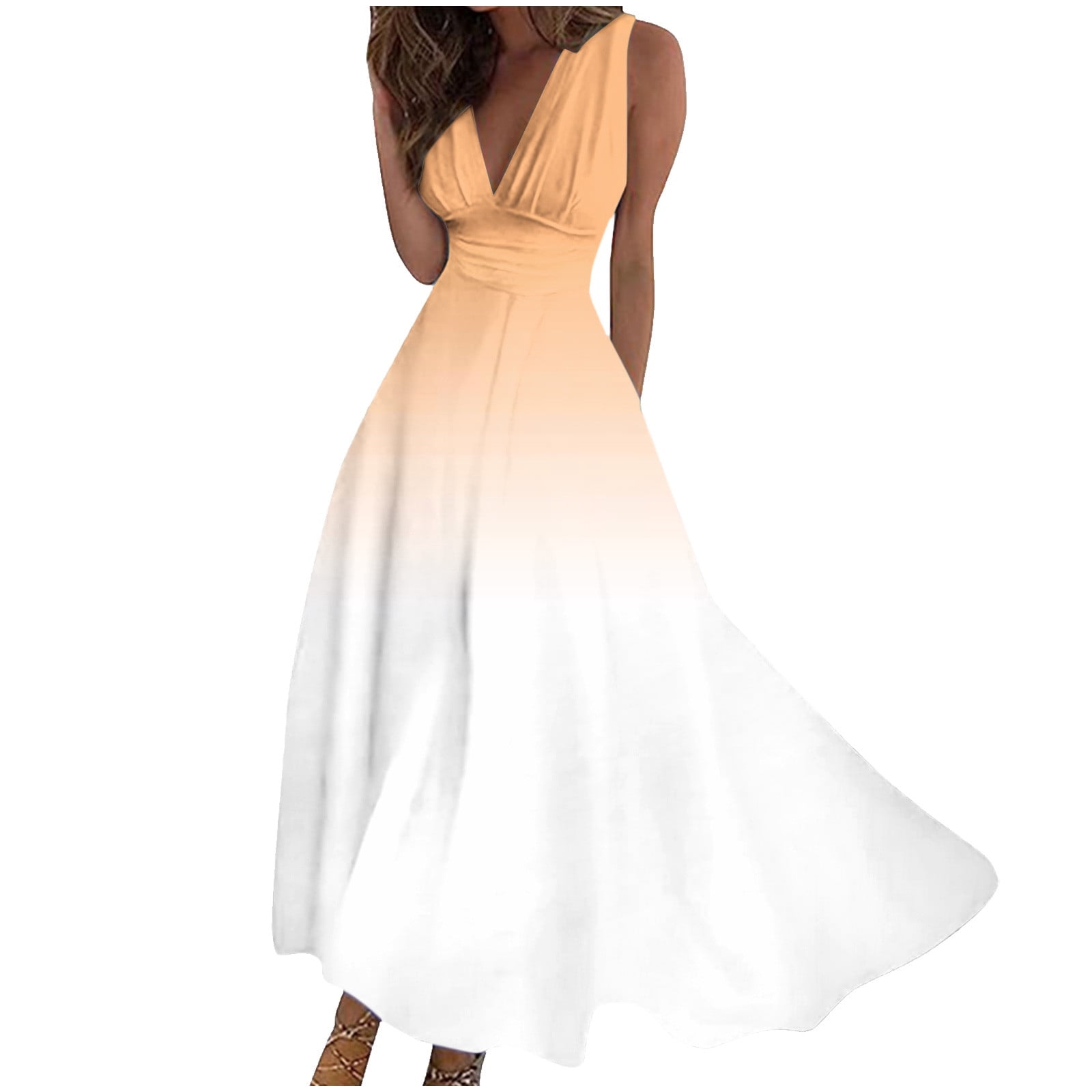 Casual Loose V Neck Long Dress