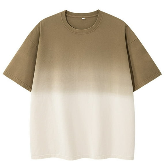 Casual Men's Shirts Plus Size Crew Neck Big and Tall Lightweight Tops & Blouses Gradient Shirts for Men Summer Casual Loose Pullover T-Shirts Beige S