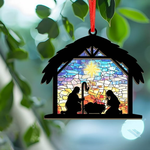 Summer Deals Clearance 2025! Rvasteizo Home Office Decor, Nativity Scene Suncatcher Ornaments