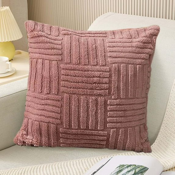 Rvasteizo Throw Pillow Covers 18x18 in, Solid Color Velvet Pleated Pillowcase Velvet Sofa Cushion Headboard Pillow Office Lumbar Support Waist Protection