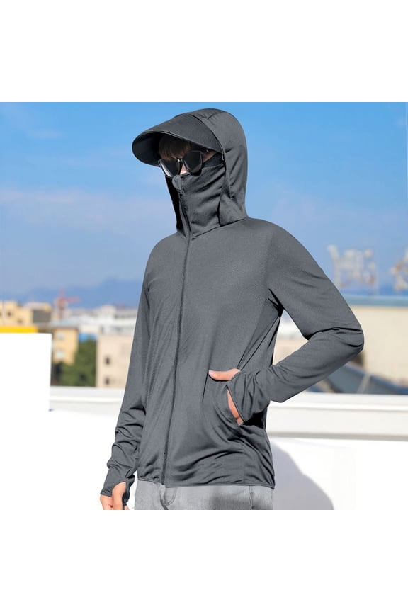 Men's Summer Sun Protection Clothing Outdoor Pockets High Elasticity Fitted Fishing Clothing Coat