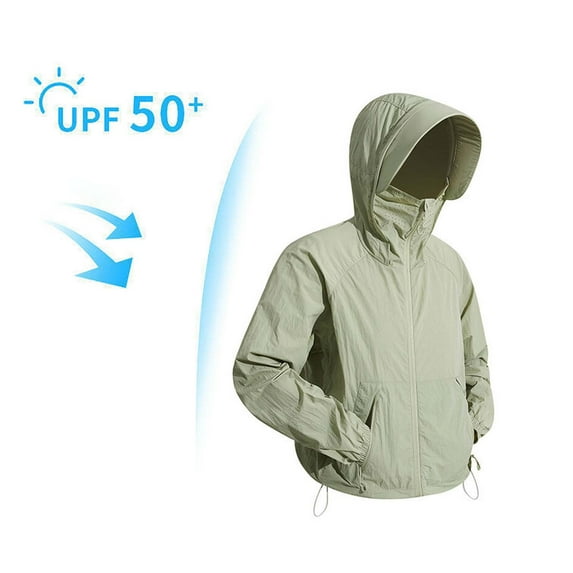 Men's Sun Protection Clothing Solid Sunscreen Climb Sport Run Pocket Zipper Long Sleeved Hooded