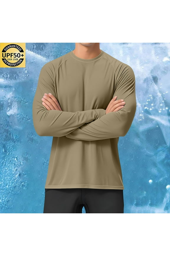 Men's Sun Protection Clothing Solid Color Sunscreen Is Lightweight Breathable Long Sleeved Tops