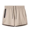 thumbnail image 1 of HOOMEUMY Men Summer Shorts Mid Waist Drawstring Solid Color Bermuda Beach Shorts Plus Size Pockets Bottoms Male Trousers Beige 10, 1 of 3