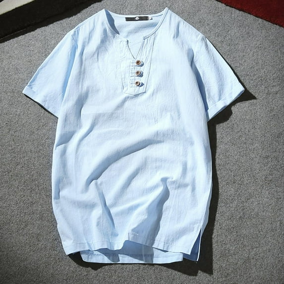 Men's Shirts Plus Size Short Sleeve V-Neck Big and Tall Lightweight Tops & Blouses Shirts for Men Summer Casual Loose Pullover T-Shirts M-5XL