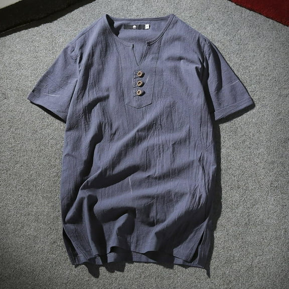 Men's Shirts Plus Size Short Sleeve V-Neck Big and Tall Lightweight Tops & Blouses Shirts for Men Summer Casual Loose Pullover T-Shirts M-5XL