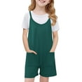 thumbnail image 1 of Summer Rompers for Girls Jumpsuit Shorts Casual Loose Children Kids Summer Crew Neck Sleeveless Spaghetti Strap Overalls Onesis with Pockets, 1 of 8
