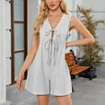 thumbnail image 1 of Summer Rompers for Women Jumpsuit Shorts Casual Loose Fit Summer Women's Fashion Sleeveless V-Neck Lace-Up Spaghetti Strap Overalls, 1 of 7