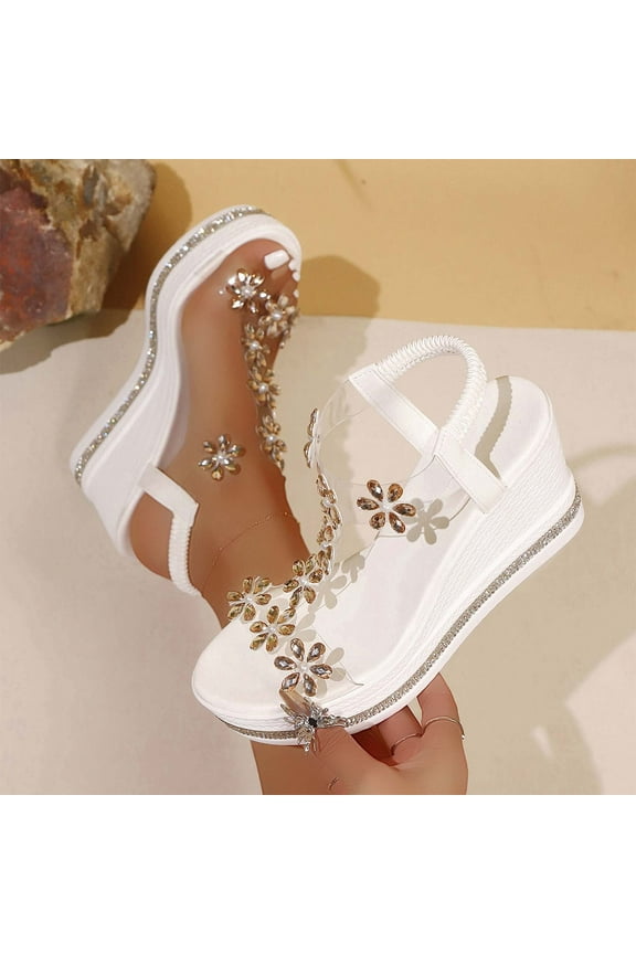 Summer Sandals for Women 2025 Arch Support Boho Wedge Open Toe Elastic Strap Causal Daily Shoes for Women Beach Vacation Fashion