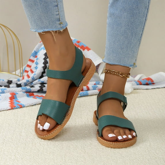 Summer Sandals for Women 2025 Open Toe Ankle Strap Flats Slides Slippers Summer Casual Women Beach Fashion Shoes