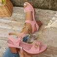 thumbnail image 1 of Summer Sandals for Women 2025 Chunky Heel Open Toe Peep Toe Buckle Ankle Strap Slippers with Zipper Summer Casual Women Beach Fashion Shoes, 1 of 7