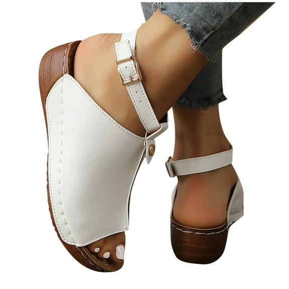 Summer Sandals for Women 2025 Wedge Open Toe Ankle Strap Peep Toe Slippers Summer Casual Women Beach Fashion Shoes