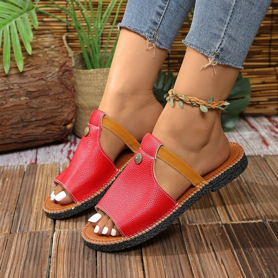 Summer Slippers for Women Arch Support Open Toe Slip On Flat Slides Sandals Summer Casual Women Beach Fashion Slippers Lazy Shoes