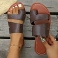 thumbnail image 1 of Summer Slippers for Women Open Toe Slip On Peep Toe Thong Flat Slides Sandals Summer Casual Daily Women Beach Fashion Slippers Lazy Shoes, 1 of 9
