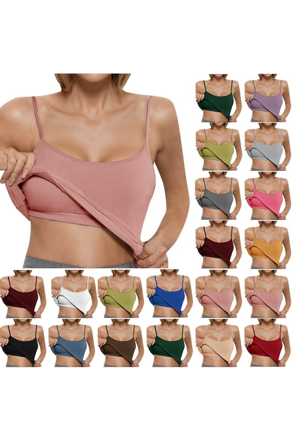 Tank Tops For Women with Built in Bras Summer Casual Sleeveless Spaghetti Strap Camisole Pullover Lightweight Tops for Women