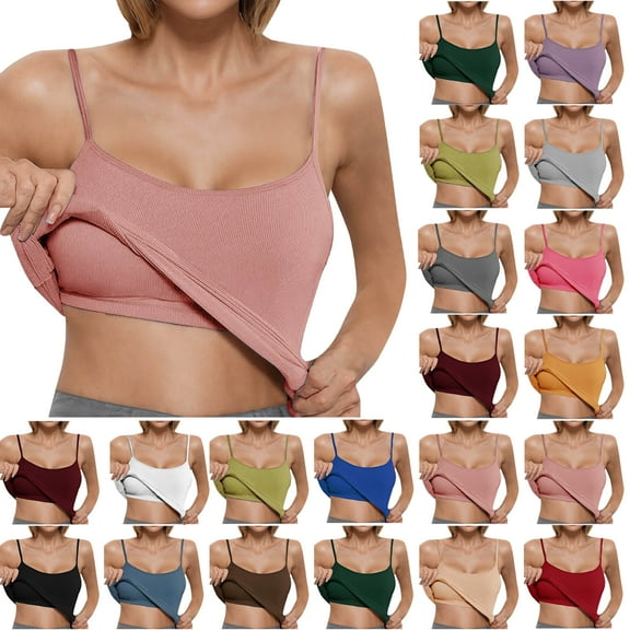 Tank Tops For Women with Built in Bras Summer Casual Sleeveless Spaghetti Strap Camisole Pullover Lightweight Tops for Women