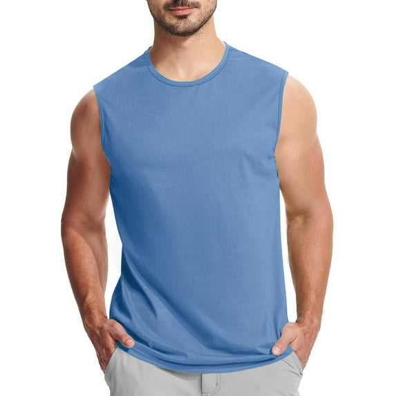 Tank Tops Men's Shirts Plus Size Sleeveless Crew Neck Muscle Gym Sport T-Shirts Summer Casual Slim Pullover Blouse Hawaiian Shirts for Men S-4XL