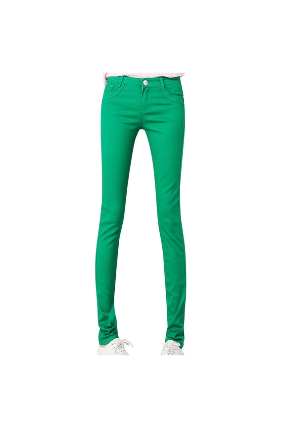 Summer UTSJKR Women's Mid Rise Super Stretch Skinny Jeans Blue Purple Green Light Blue Stretch Skinny Jeans for Women Green 27