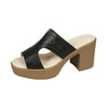 thumbnail image 1 of Summer Women's Sandals Casual Daily Shoes Chunky Heels Open Toe Slip-On High Heels Slippers for Women Beach Fashion Black 6, 1 of 8