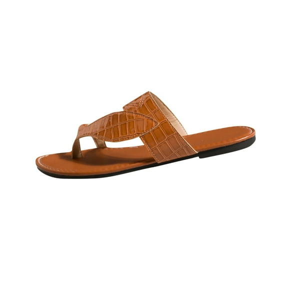 Summer Women's Slippers Open Toe Slip-On Flip-Flops Thong Casual Daily Shoes for Women Beach Vacation Fashion Khaki 5.5