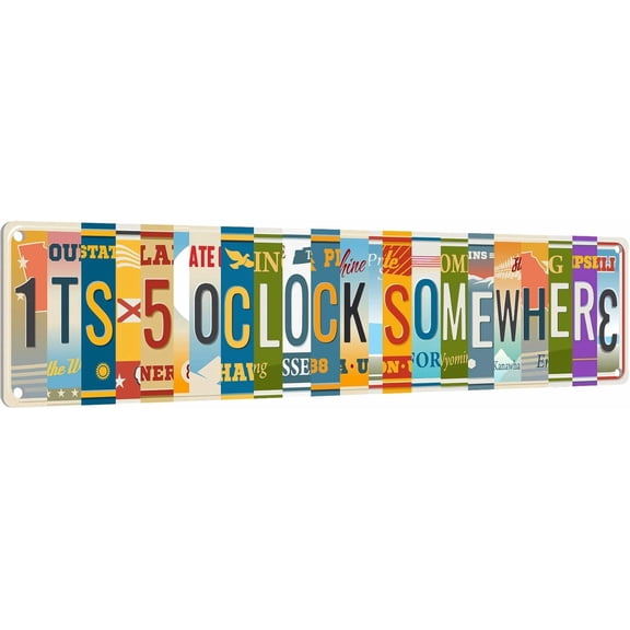 Summer Decor, Five O Clock Pool Decorations Vintage Man Cave Bar Pub Wall Accessories Funny Metal Kitchen Signs 16x4 Inch