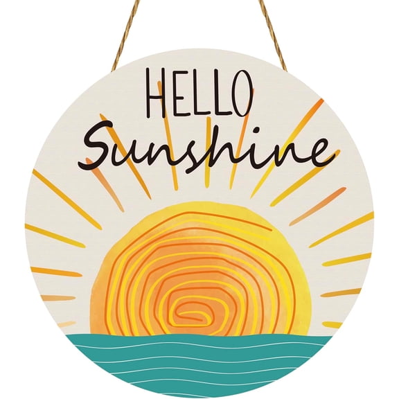 Summer Decor Wreaths for Front Door Wreath Hello Sunshine Front Door Decor Rustic Wooden Sign hanger for Pool Farmhouse Porch Home Spring Wall Decorations