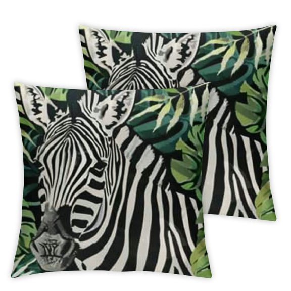 Summer Decorations African Animals Throw Pillow Covers Summer Tropical Plam Leaf Wild Animals Lion Elephant Zebra Giraffe Decorative Cushion Cover for Sofa Couch Patio