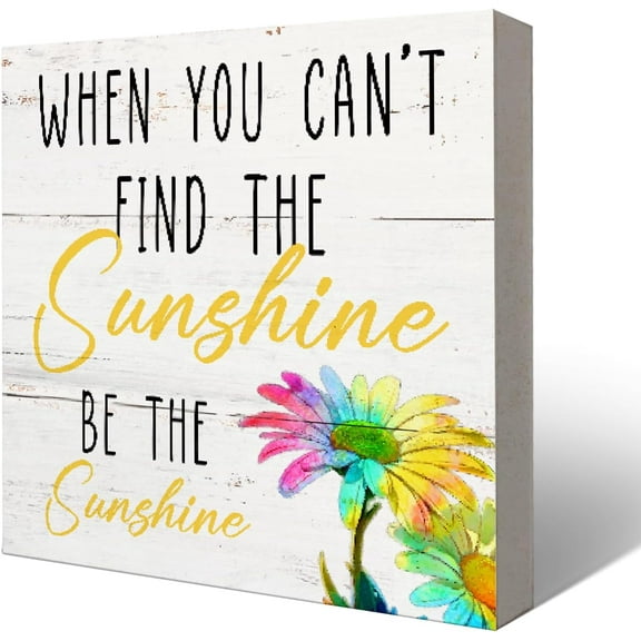 Summer Decorations For Home Office,Sunshine Decor,Summer Decorations Indoor,Wooden Box Block Sign For Home Office Wall Tabletop,Summer Decor,7x7 Inch