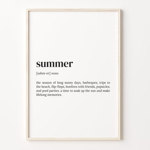 Summer Definition Minimalist Quote Wall Art, Stretched Canvas