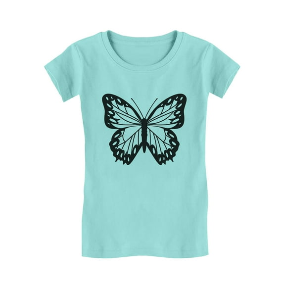 Summer Delight Butterfly Graphic T-Shirt for Girls: Cute, Comfortable & Durable, Perfect Summer Casual Wear for Kids M (5-6T) Chill Blue