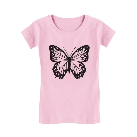 Summer Delight Butterfly Graphic T-Shirt for Girls: Cute, Comfortable & Durable, Perfect Summer Casual Wear for Kids S (3-4T) Pink