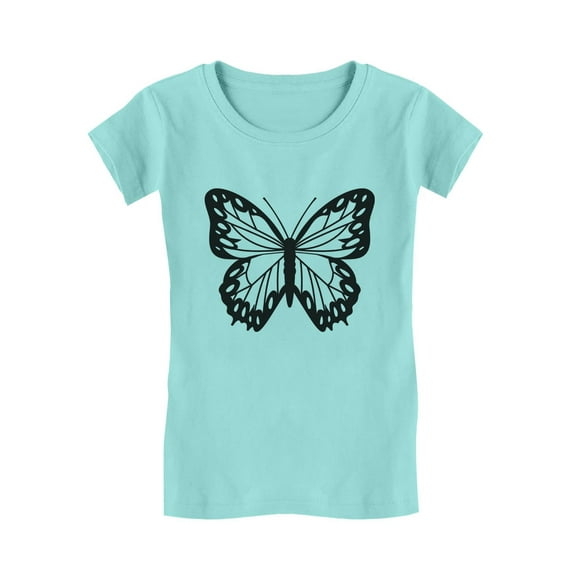 Summer Delight Butterfly Graphic T-Shirt for Girls: Cute, Comfortable & Durable, Perfect Summer Casual Wear for Kids XL (9-10) Chill Blue