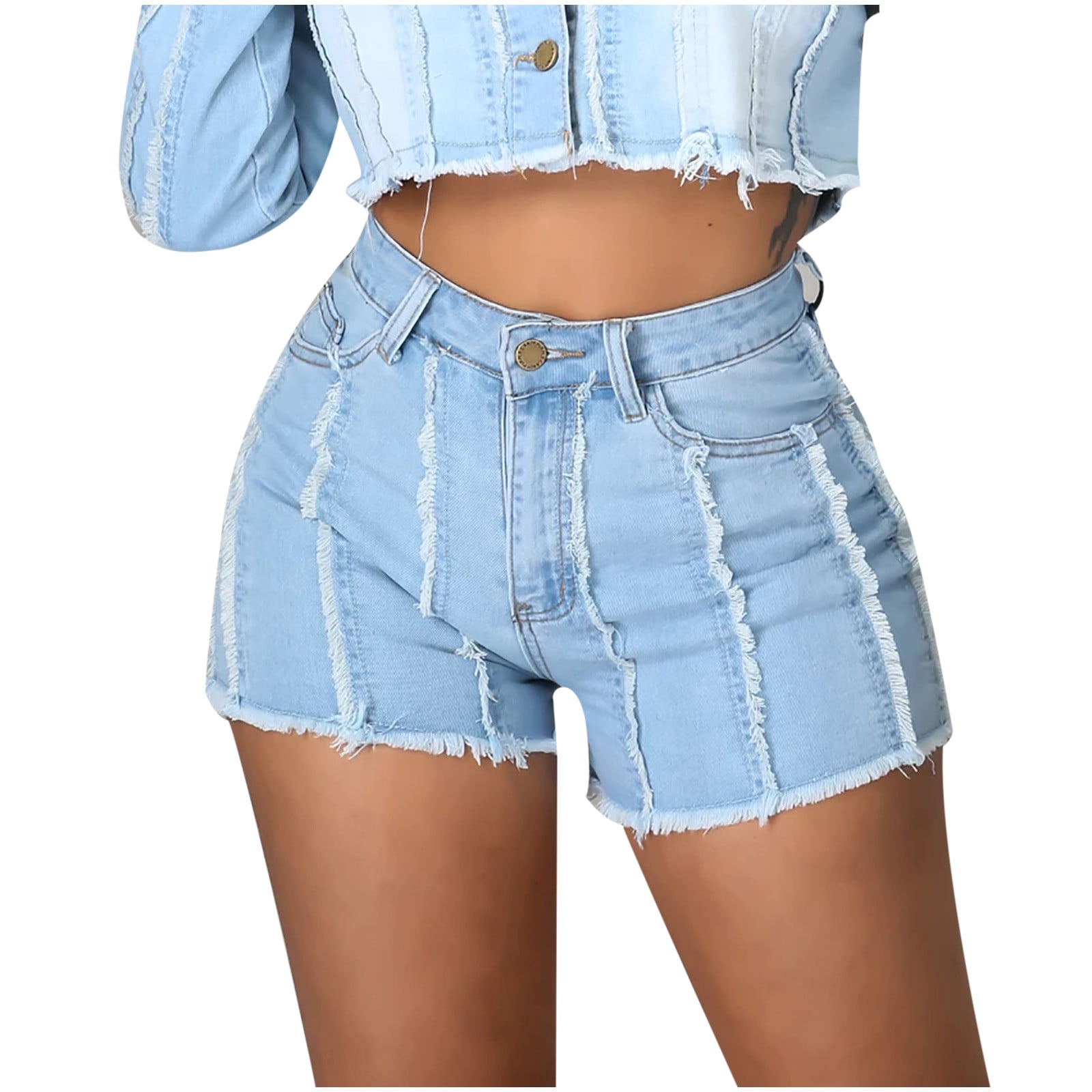 Glookwis Women Stretch Denim Shorts Slim Short Hot Pants Retro Mid Waist  Jeans Buttons Pockets Mini Trousers Bottoms - Walmart.com