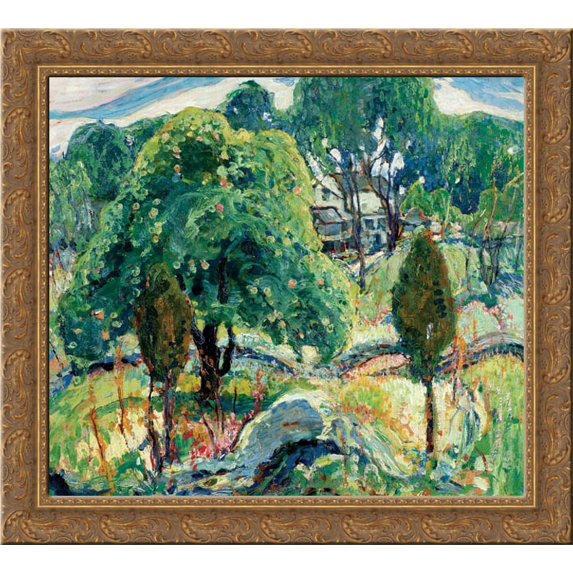 Summer Design 20x20 Gold Ornate Wood Framed Canvas Art by Reiffel, Charles