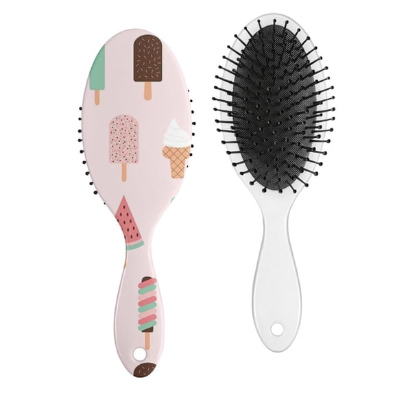 Summer Dessert Pattern Paddle Brush - Smooth Anti-Frizz Hair Styling Tool with Ergonomic Handle