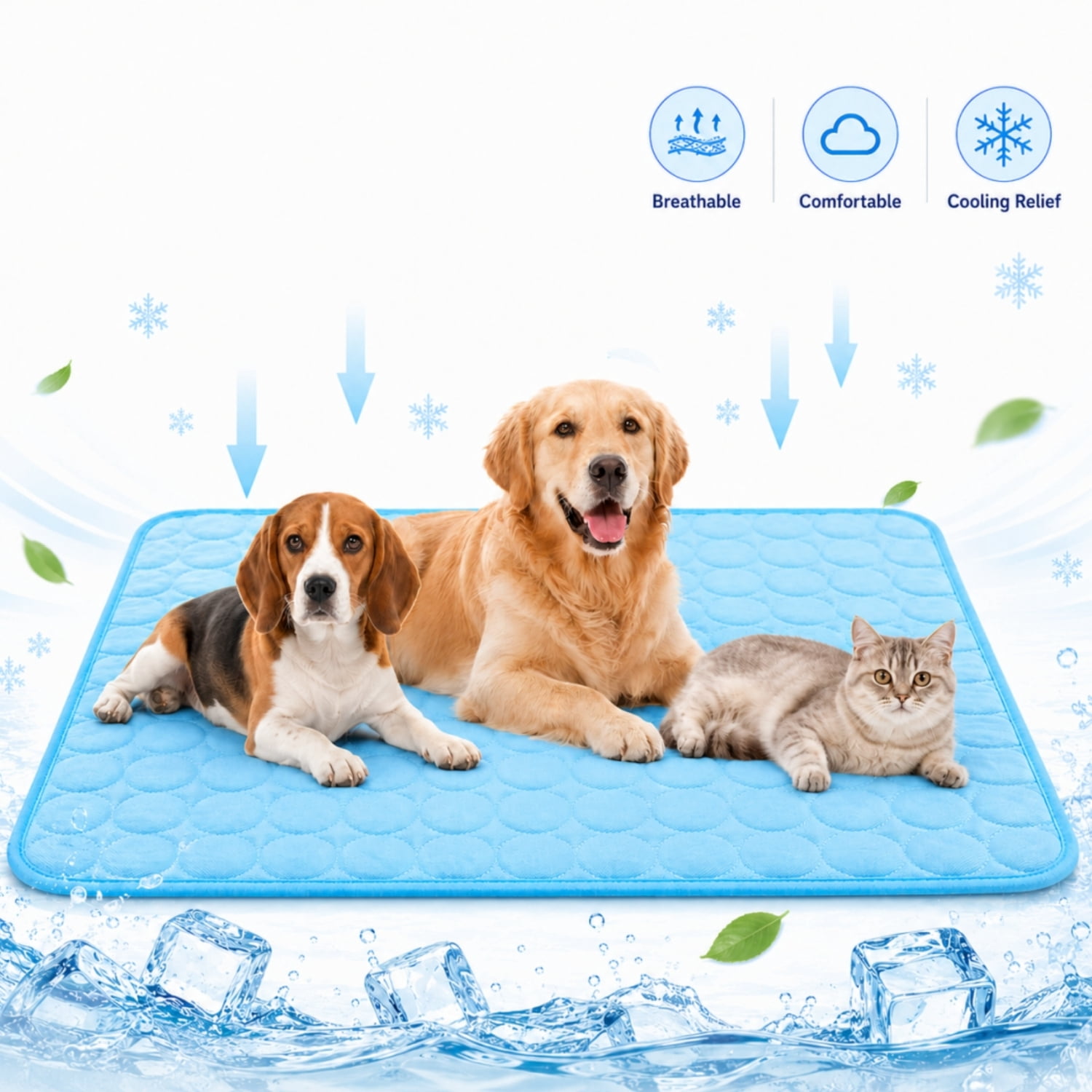 Summer Dog Cooling Mat for Large Dog,Washable Cooling Dog Bed ,Portable Cooling Pet Pad,28 x 22 inch