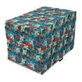 thumbnail image 1 of Summer Dog Crate Cover, Jungle Flowers Flourishing Hibiscus Blooms Palm Areca Leaves Caribbean Forest Motif, Easy to Use Pet Kennel Cover for Dogs, 35" x 23" x 27", Multicolor, by Ambesonne, 1 of 6