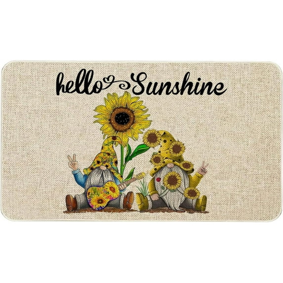 Summer Door Mat 30 X 17 Inch Sunflowers Gnomes Doormat Indoor Outdoor Entrance Floor Mat Non Slip Summer Decor Rubber Welcome Mats