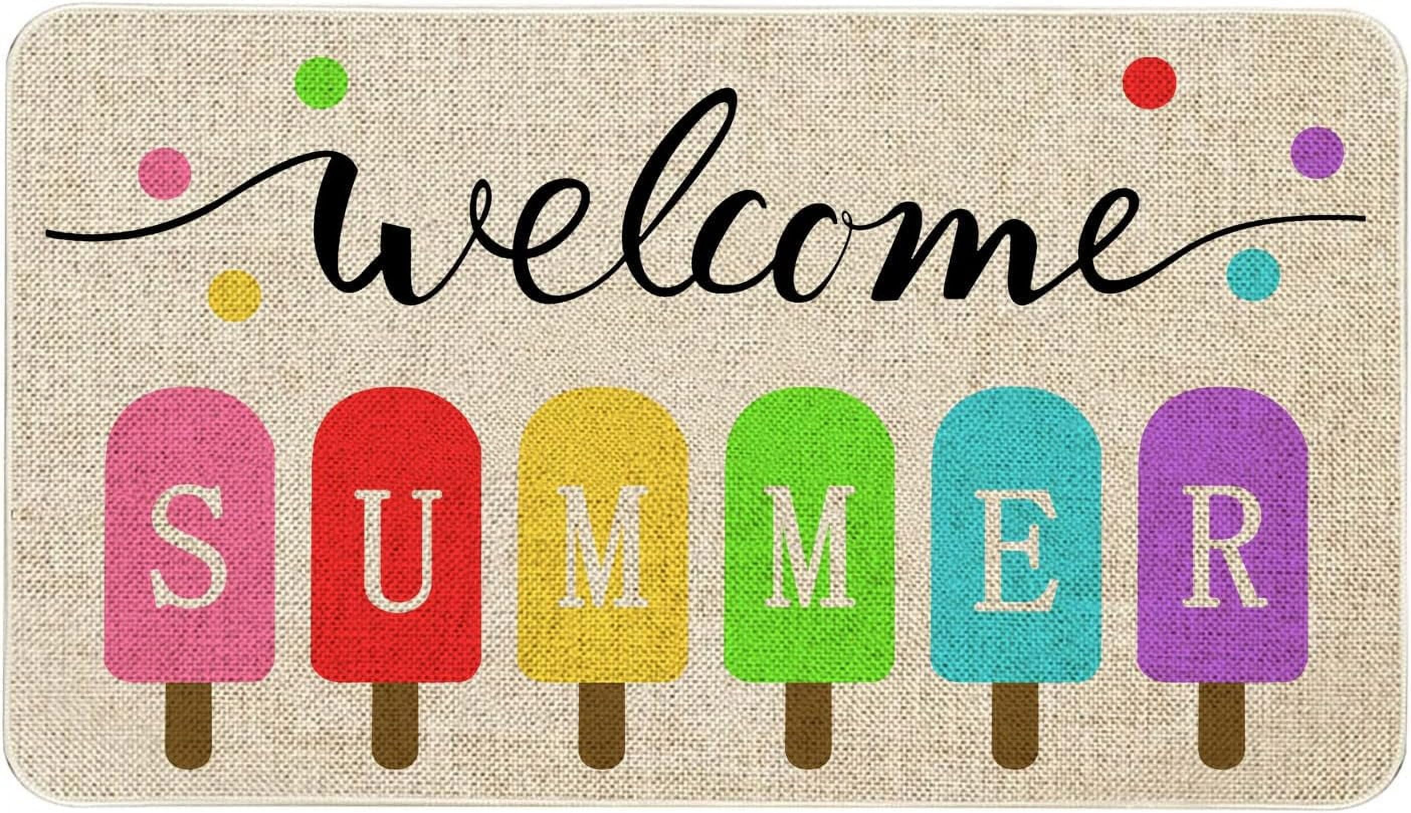 Summer Door Mat 30 X 17 Inch Welcome Summer Doormat Indoor Outdoor Entrance Floor Mat Non Slip Summer Decor Rubber Welcome Mats