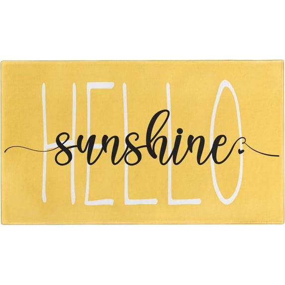 Summer Door Mat,Yellow Hello Sunshine Indoor Outdoor Non-Slip Doormat,Entryway Front Porch Spring Summer Welcome Door Mat for Entrance Decor,30" x 17"
